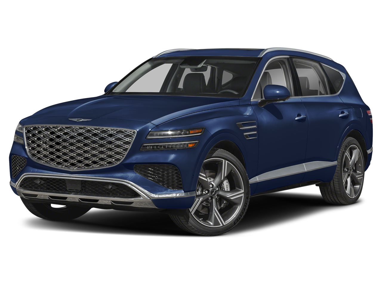 2026 Genesis GV80 2.5T Prestige in Capri Blue — front three-quarter view