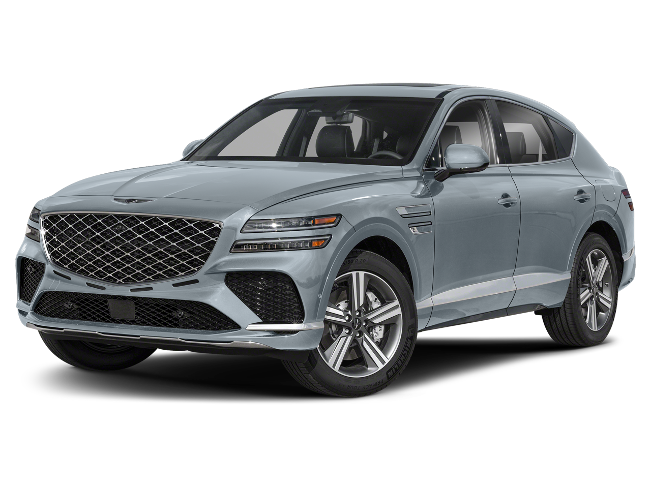 2026 Genesis GV80 Coupe 3.5T in Bering Blue — front three-quarter view