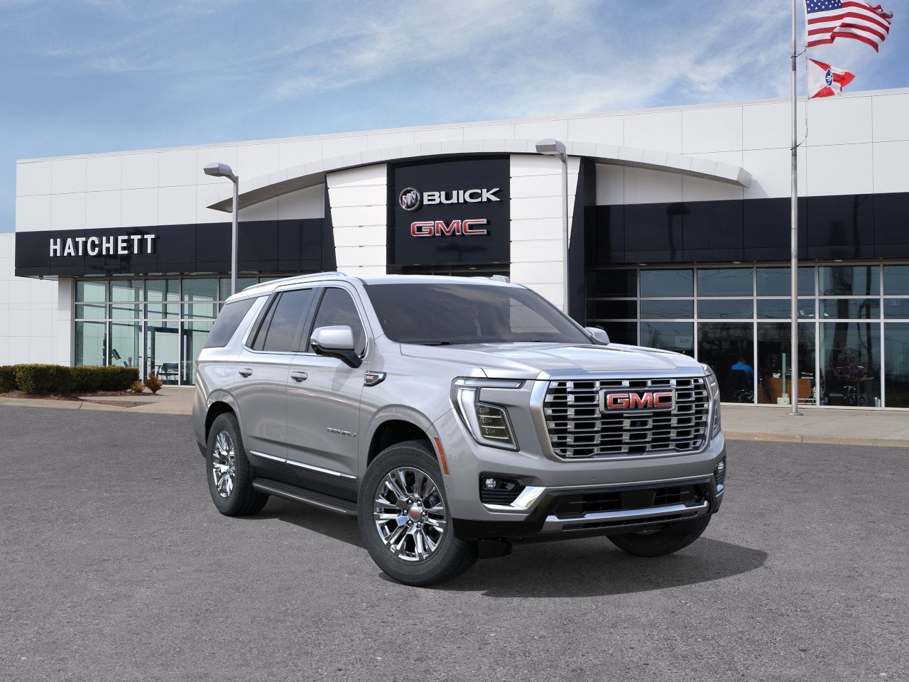 2026 GMC Yukon Denali in Sterling Metallic — front three-quarter view