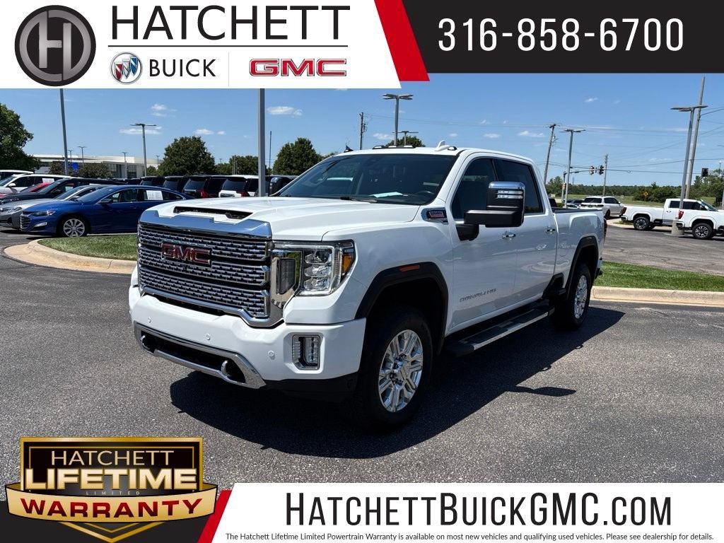 2022 GMC Sierra 2500 HD Denali in Summit White — front three-quarter view