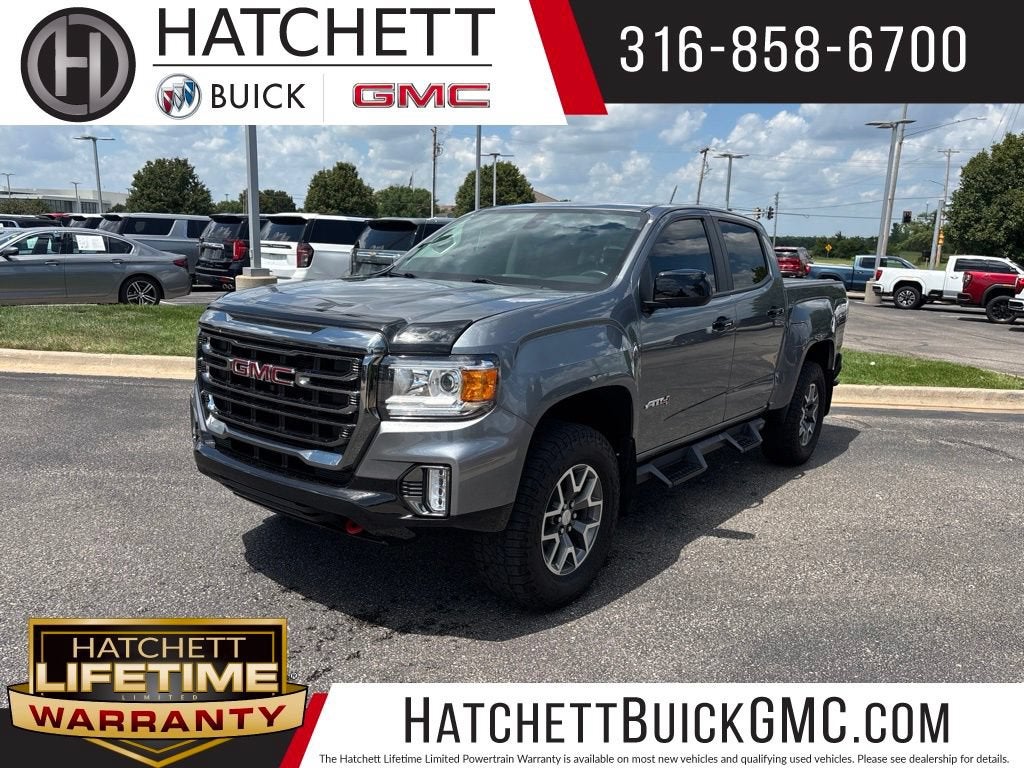 2022 GMC Canyon AT4 - Leather in Satin Steel Metallic — front three-quarter view