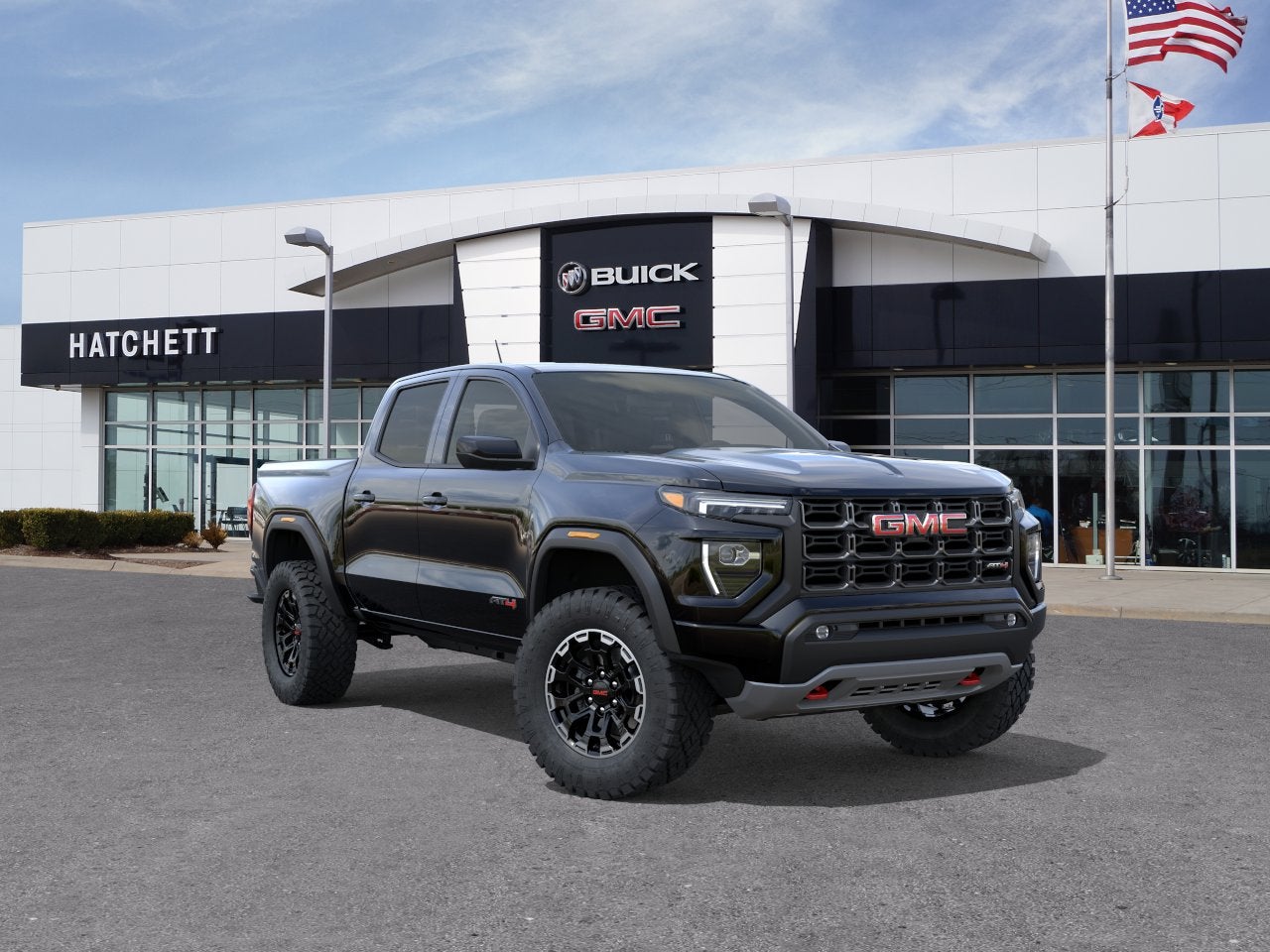 2026 GMC Canyon AT4 in Onyx Black — front three-quarter view