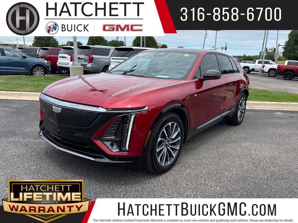 2024 Cadillac LYRIQ Sport 1 in Radiant Red Tintcoat — front three-quarter view