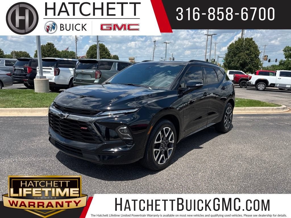 2024 Chevrolet Blazer RS in Black — front three-quarter view