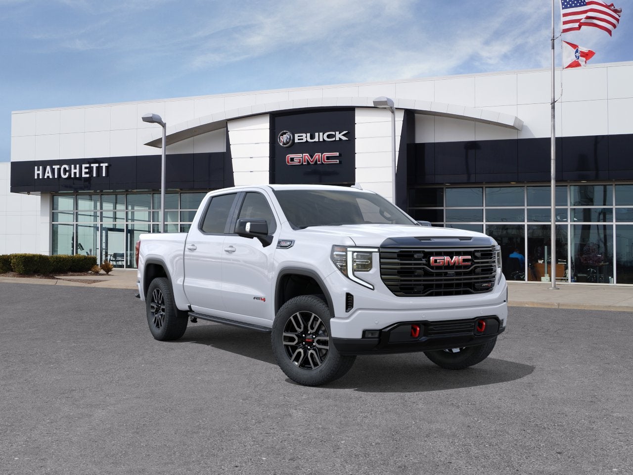 2026 GMC Sierra 1500 AT4 in Summit White — front three-quarter view