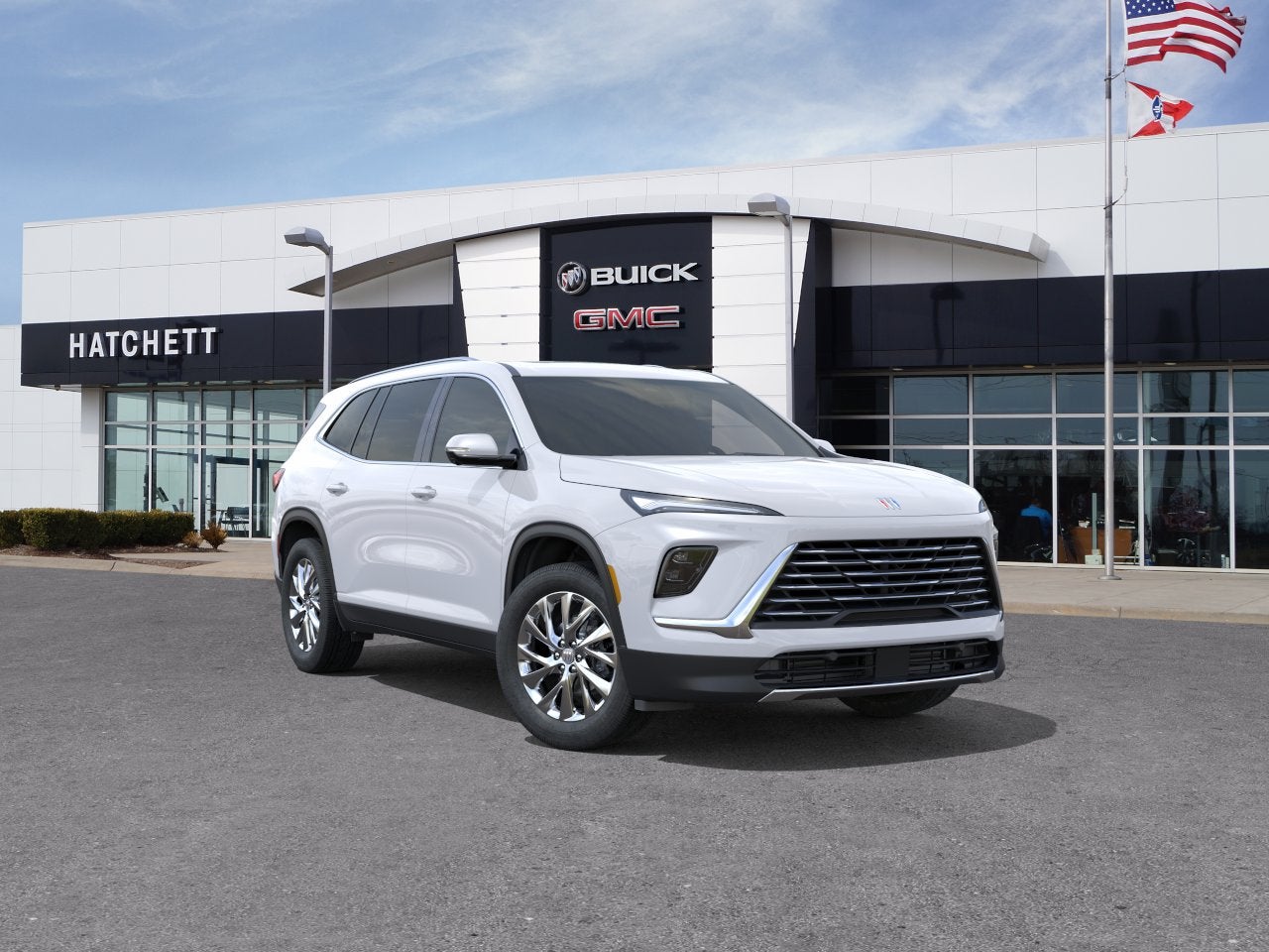 2026 Buick Enclave Preferred in Summit White — front three-quarter view