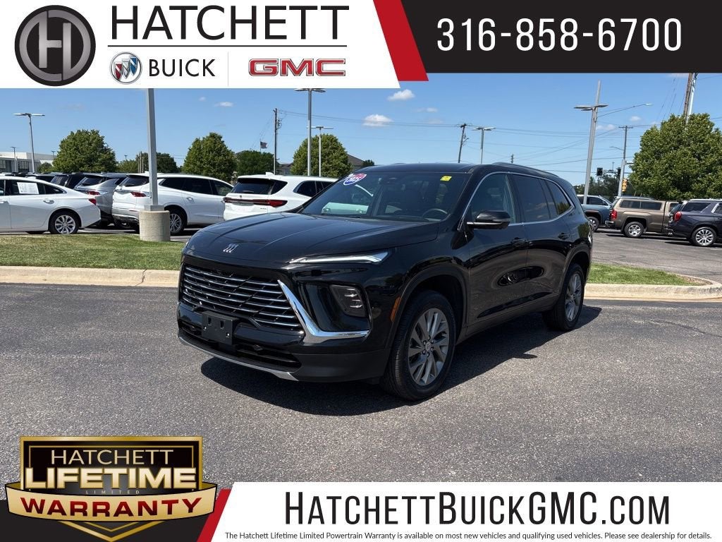 2025 Buick Enclave Preferred in Ebony Twilight Metallic — front three-quarter view