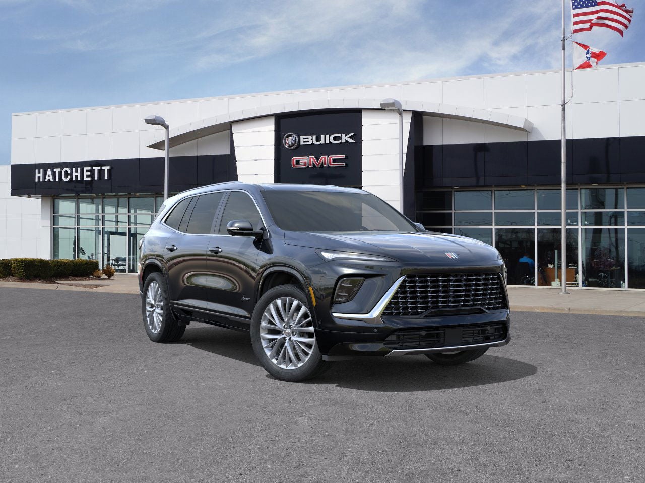2026 Buick Enclave Avenir in Ebony Twilight Metallic — front three-quarter view