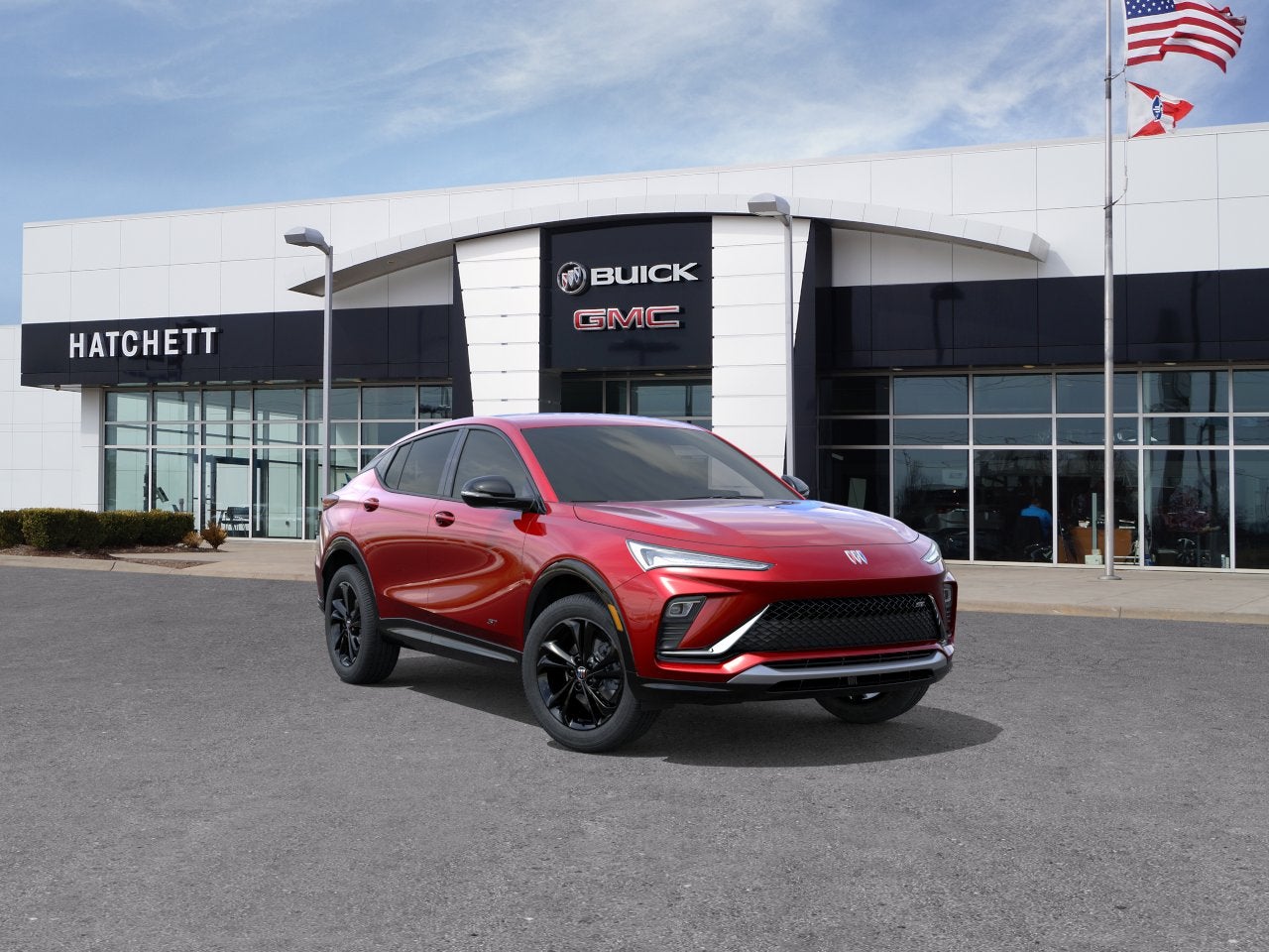2026 Buick Envista Sport Touring in Brilliant Red — front three-quarter view