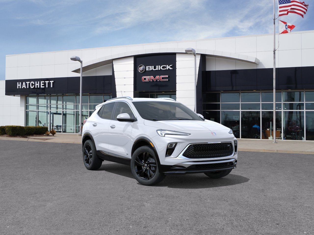 2026 Buick Encore GX Sport Touring in Summit White — front three-quarter view