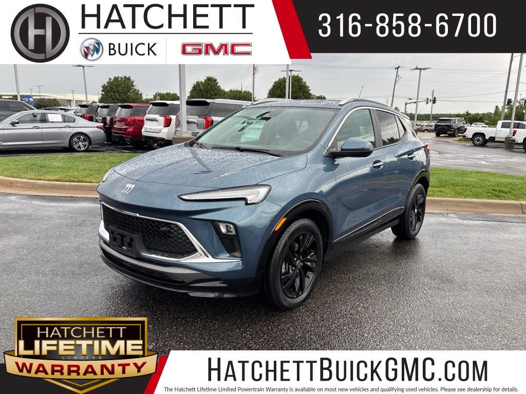 2024 Buick Encore GX Sport Touring in Ocean Blue Metallic — front three-quarter view