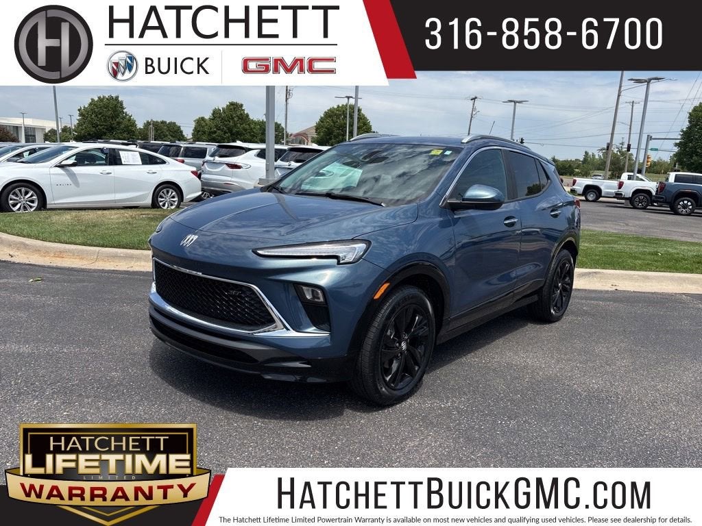 2024 Buick Encore GX Sport Touring in Ocean Blue Metallic — front three-quarter view