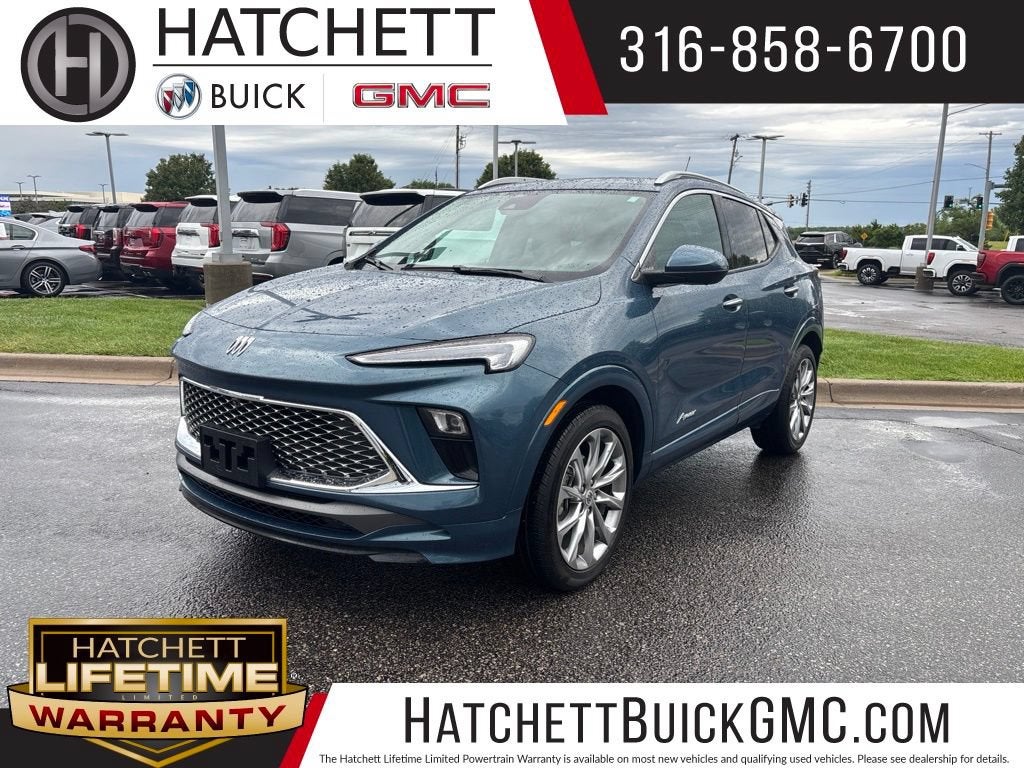 2024 Buick Encore GX Avenir in Ocean Blue Metallic — front three-quarter view
