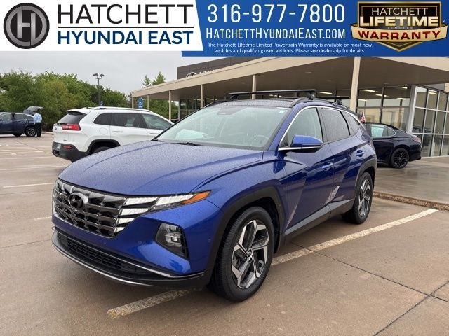 2023 Hyundai Tucson Limited in Intense Blue — front three-quarter view