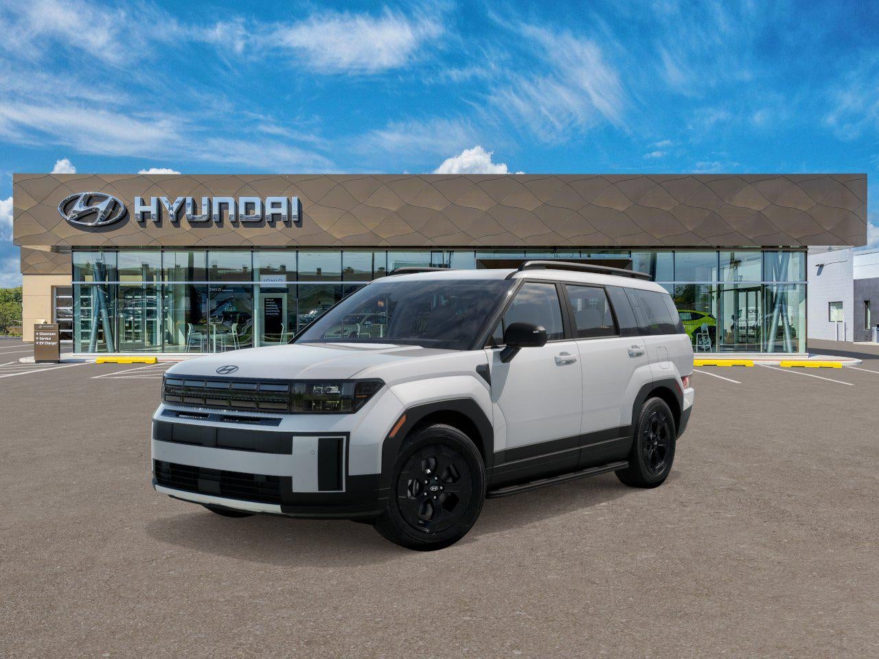 2026 Hyundai Santa Fe XRT AWD in Serenity White — front three-quarter view
