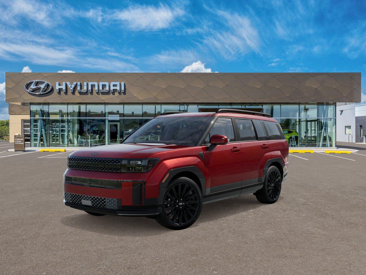 2026 Hyundai Santa Fe Calligraphy AWD in Ultimate Red — front three-quarter view