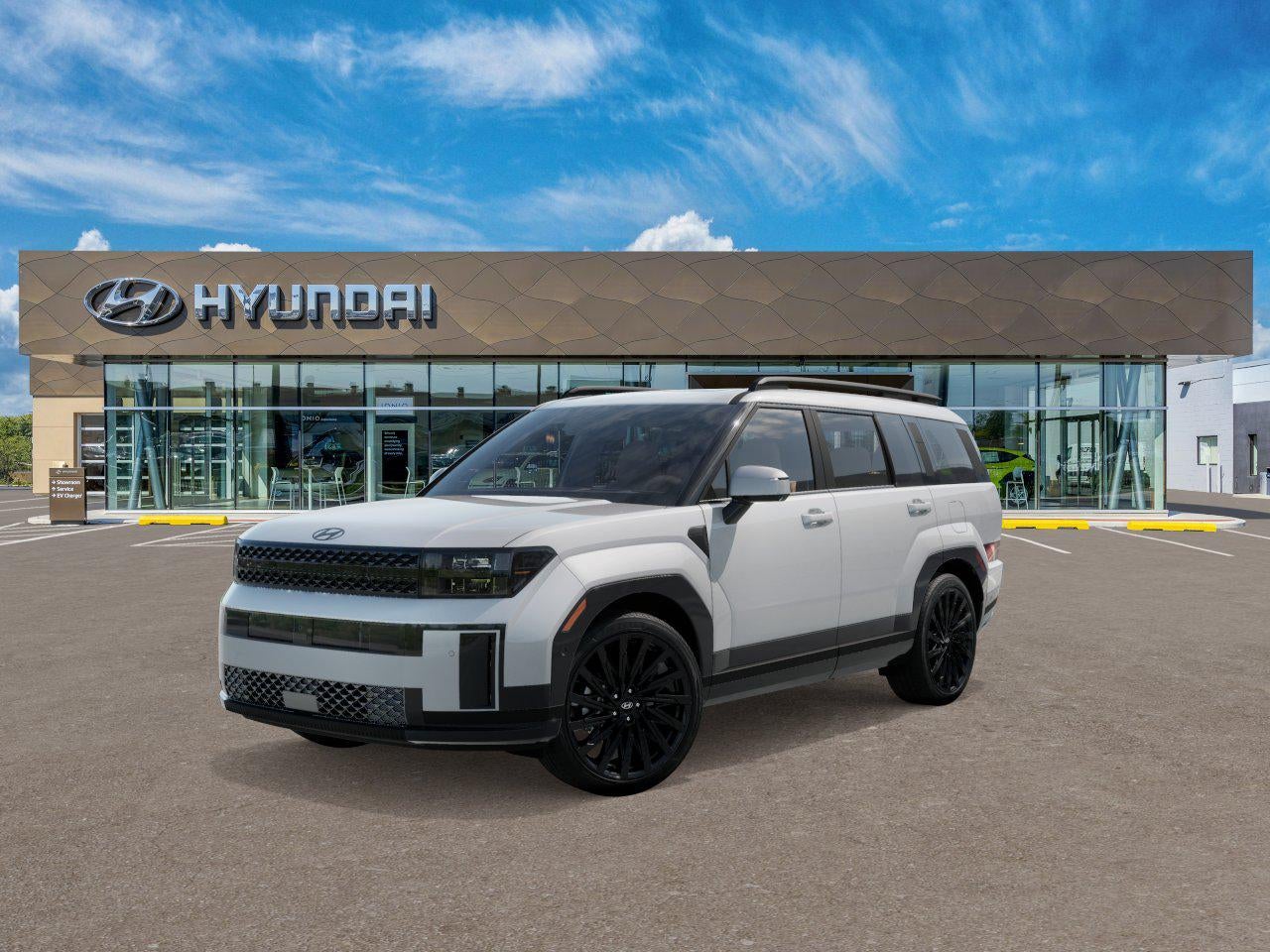 2026 Hyundai Santa Fe Calligraphy AWD in Serenity White — front three-quarter view