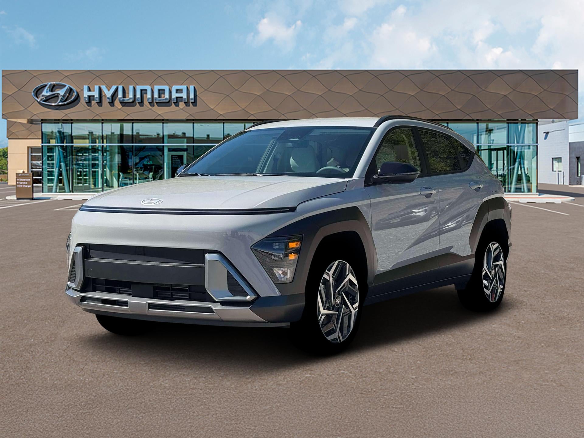 2026 Hyundai Kona SEL Premium AWD in Cyber Gray Metallic — front three-quarter view