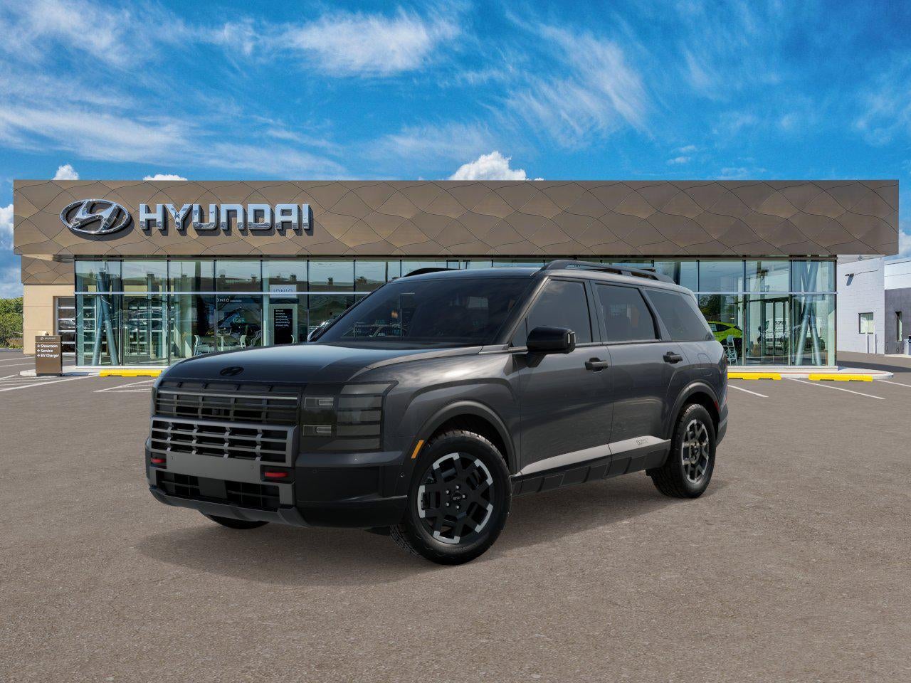 2026 Hyundai Palisade XRT Pro in Ecotronic Gray Pearl — front three-quarter view