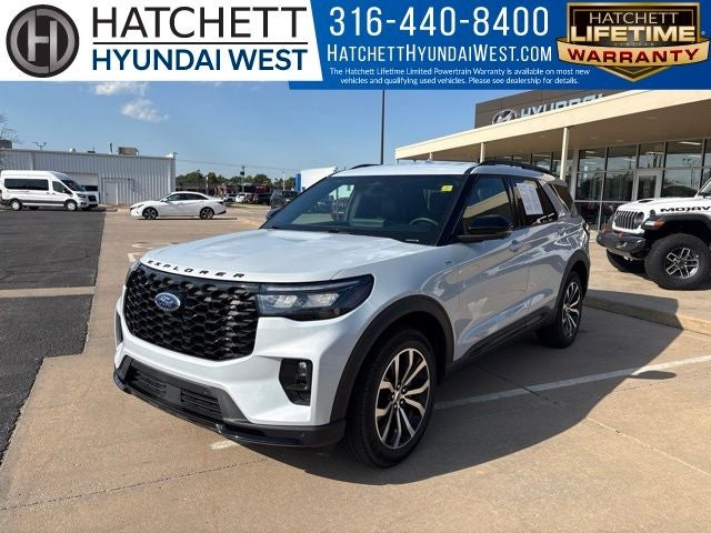 2026 Ford Explorer ST-Line in White Metallic — front three-quarter view