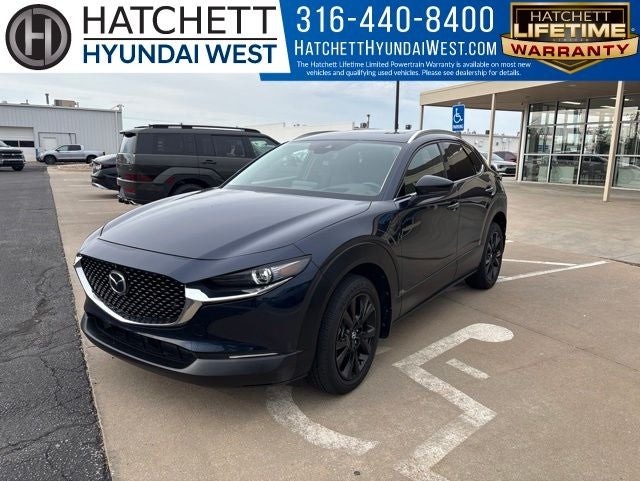 2022 Mazda Mazda CX-30 2.5 Turbo Premium Plus Package w/Premium Plus Package in Deep Crystal Blue Mica — front three-quarter view