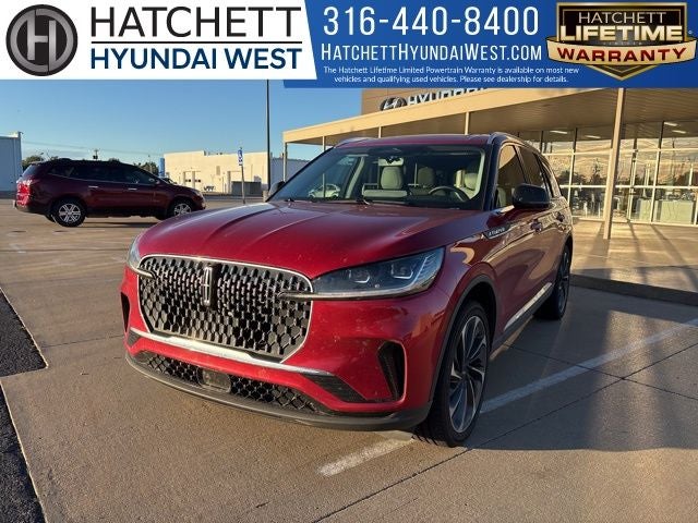 2025 Lincoln Aviator Reserve in Red — front three-quarter view