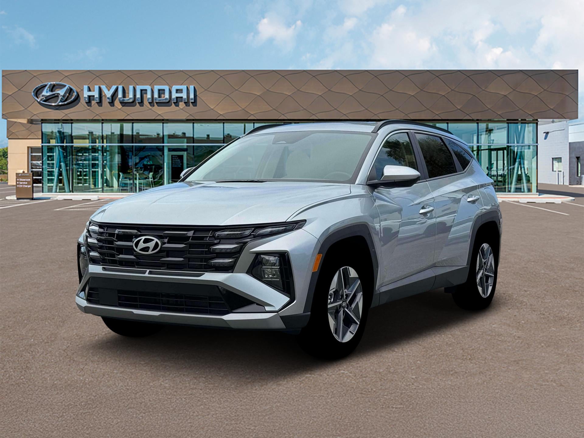 2026 Hyundai Tucson SEL FWD in Shimmering Silver — front three-quarter view