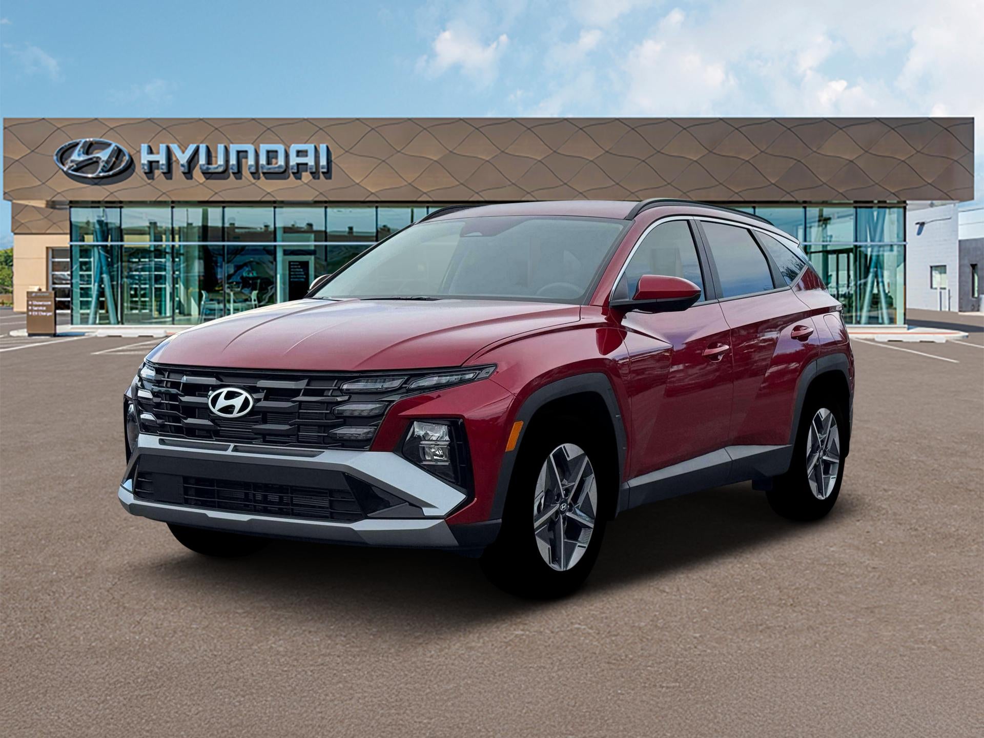 2026 Hyundai Tucson SEL FWD in Ultimate Red — front three-quarter view
