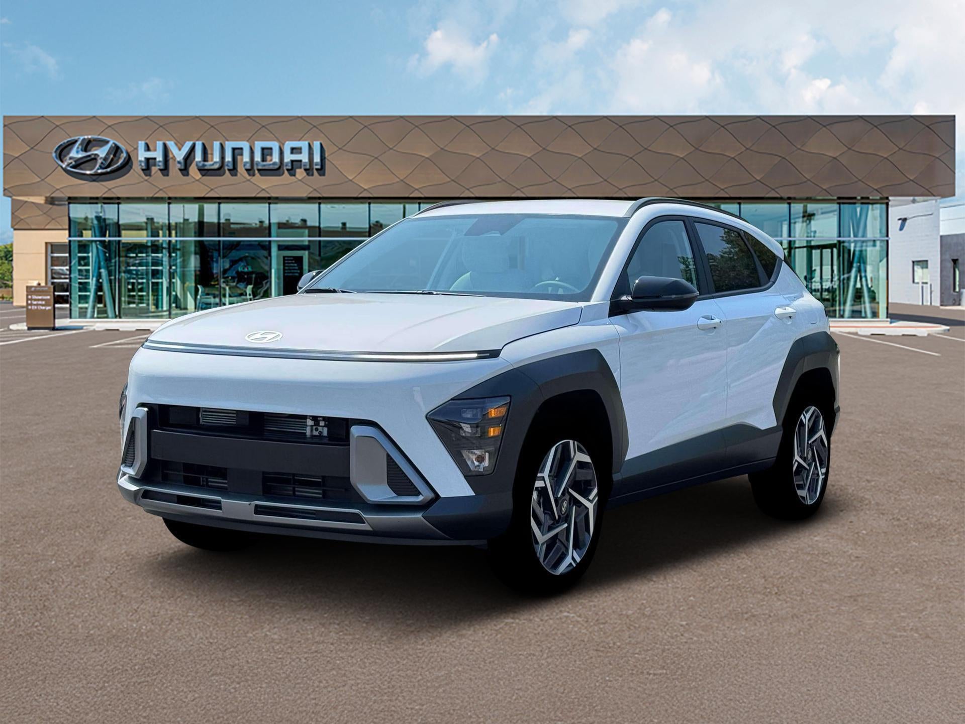 2026 Hyundai Kona SEL Premium FWD in Atlas White — front three-quarter view