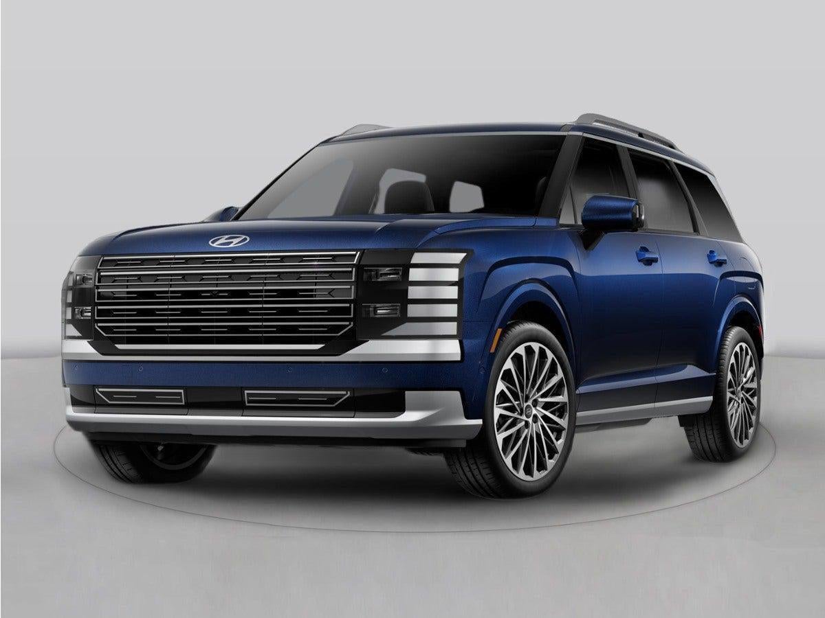 2026 Hyundai Palisade Calligraphy AWD in Typhoon Silver Metallic — front three-quarter view