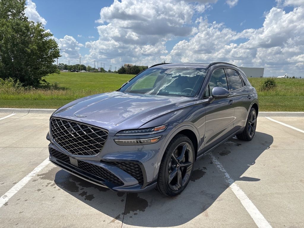 2026 Genesis GV70 3.5T Sport Prestige in Ceres Blue — front three-quarter view