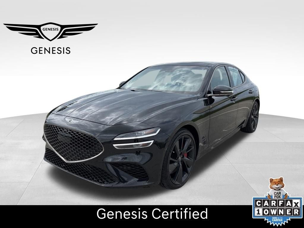 2023 Genesis G70 3.3T in Vik Black — front three-quarter view