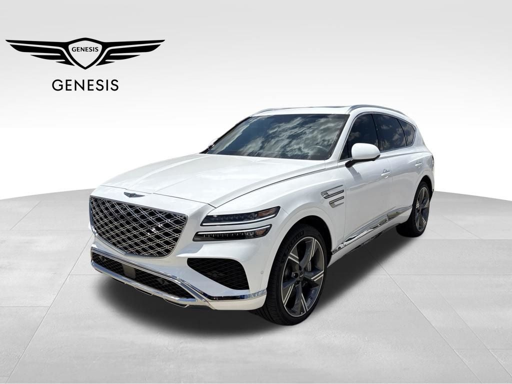 2025 Genesis GV80 3.5T Prestige in Alta White — front three-quarter view